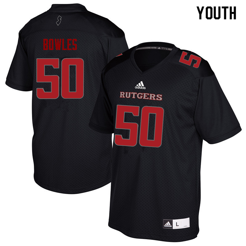 Youth #50 Owen Bowles Rutgers Scarlet Knights College Football Jerseys Sale-Black